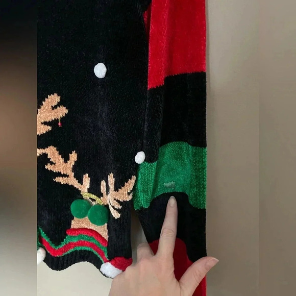 BEREK 2 vintage 90s soft chenille Christmas sweater Rudolph 3D jingles EUC sz S - Picture 12 of 16